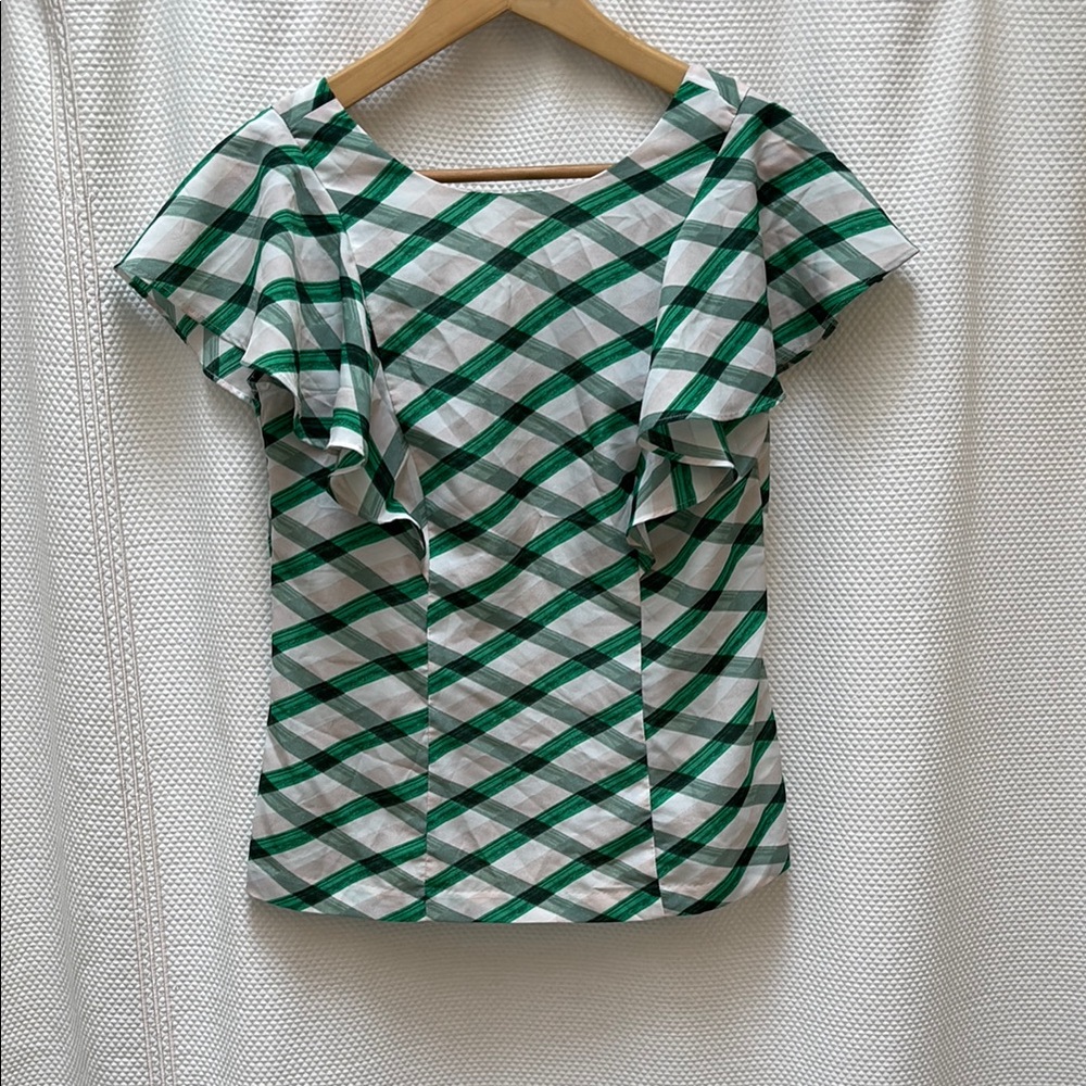Banana Republic Green Flutter Sleeve Blouse